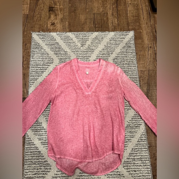 120% lino linen pink  tunic blouse - Picture 5 of 16